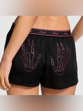 VICTORIA’S SECRET PINK LE BLING SKELETON HANDS SLEEP SHORTS, SIZE SMALL, BNWT